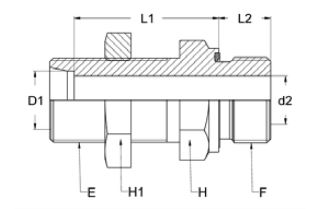 1011-22LRDE-BO 1011 - DE-BO Straight male stud bulkhead coupling (STEEL)