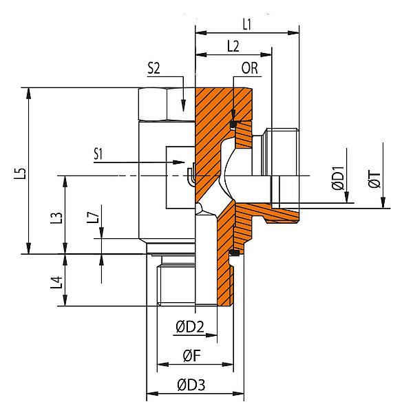 1045-0-04LLR-BO-E 1045-0 - BSPP - BO Swivel banjo coupling (STEEL)