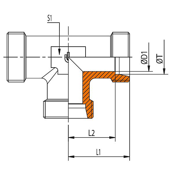 1050-04LL-BO 1050 - BO Reducing T-coupling (STEEL)