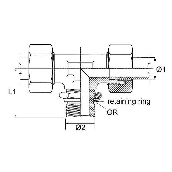 1051-0-12LM-BO-E 1051-0 - METRIC - BO T-mâle orientable (ACIER)