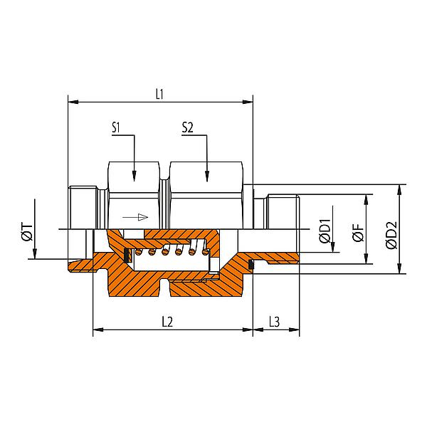 1062-06LRDE-BO-E 1062 DE - BSPP - BO Non-return valve with male stud (STEEL)