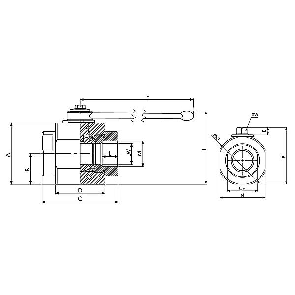 1080-45-3220 1080-45 Ball valve forged steel